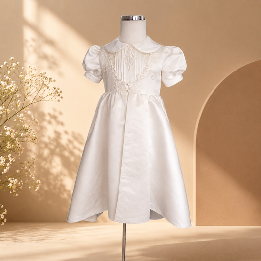 Lucas Gown Satin Christening Romper with Cape Set